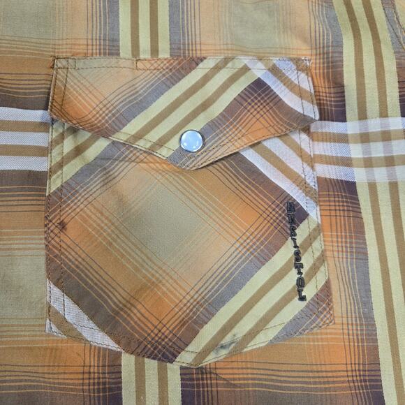 Resistol Vtg‎ Womens Yellow Plaid Pearl Snap Shirt Longsleeve Rodeo Bar Medium - Picture 8 of 14